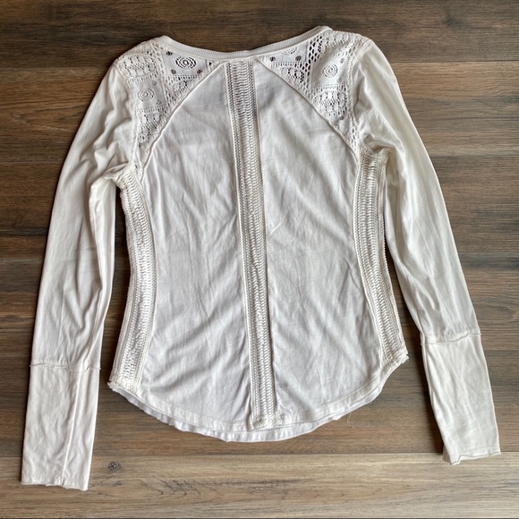 Free People Gold Coast Crochet Lace Henley Top - Picture 4 of 4